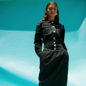 The Line By K Black Midi Jude Dress